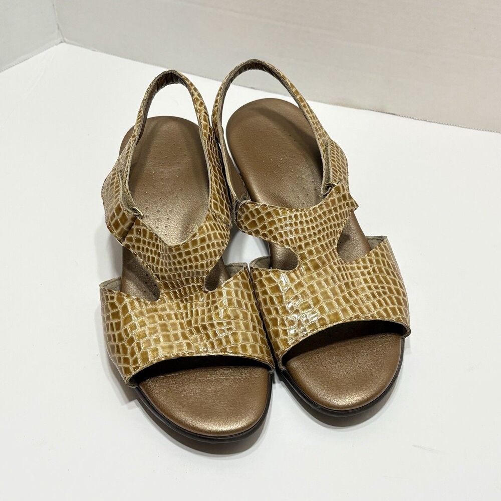 SAS Suntimer Tripad Comfort US 9 Snake Print Bronze Patent Leather Sandals